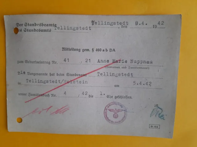 German Registery Office Documents ( Standesamt)  1940  *  1945    60