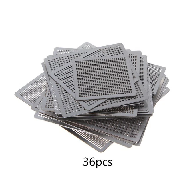 Direct Heat Stencils 36Pcs Stainless Steel BGA Reballing Stencil Universal