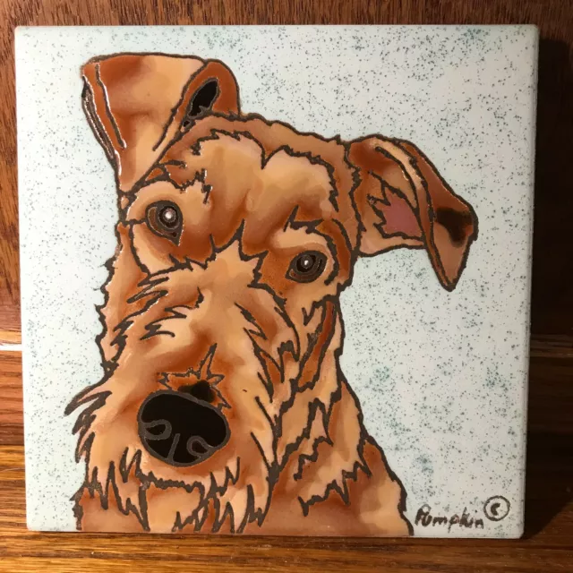 Irish Terrier Dog - Hand Painted Tile by Pumpkin Tile - 6 x 6" - D155