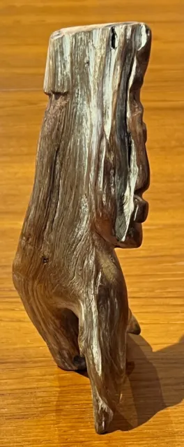 Unusual Vintage Wooden Hand Carved Signed Driftwood Sculpture Face 3