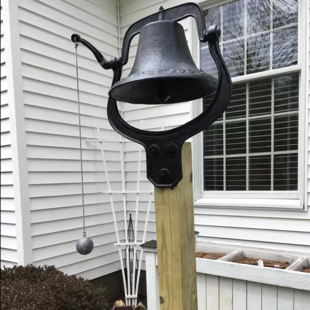 Large Church Cast Iron Dinner Bell School Antique Vintage Style outdoor