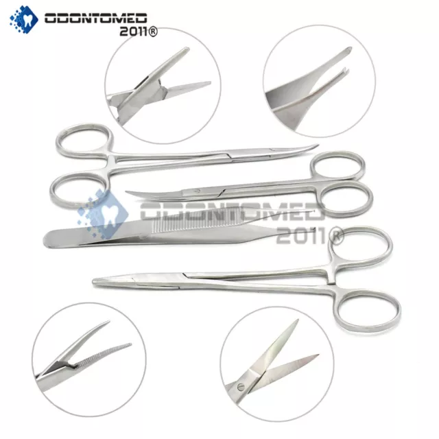 Set Of 4 Pc Scissors Forceps Hemostats Needle Holders Surgical Instruments Kit