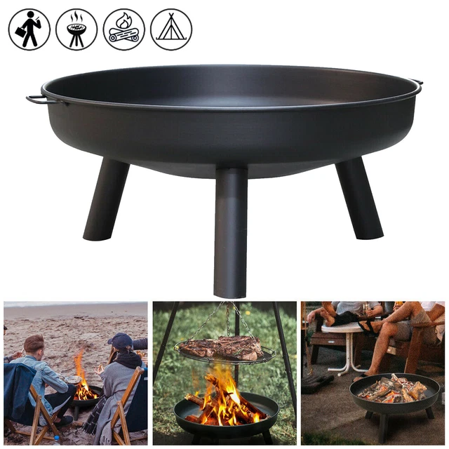 Cuenco de fuego redondo 80 cm bandeja de planta fuego de terraza chimenea óxido con asas