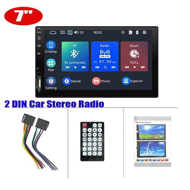 7" Double 2 DIN Car Stereo Radio HD MP5 Player Touch Screen Bluetooth USB TF AUX