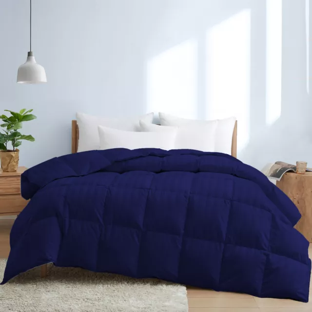 Goose Down Alternative Cotton Comforter & Sets Navy Blue Stripes Select Item