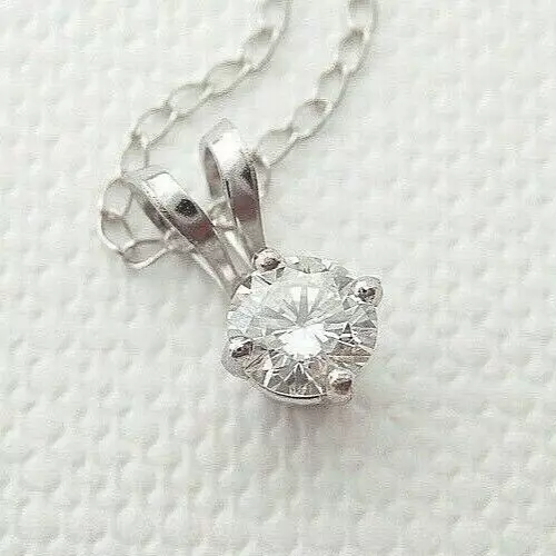 Pendente con DIAMANTE da 0.16 ct. punto luce in Oro bianco 14k con catenina AG