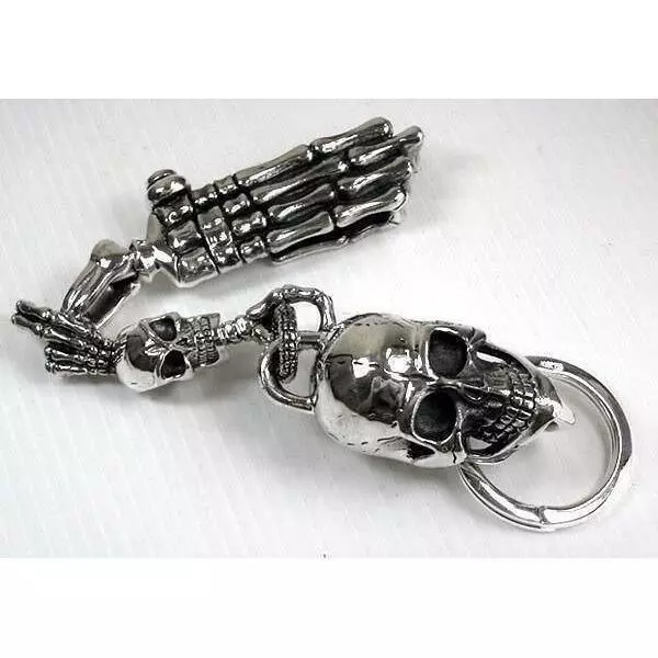 Silver Skeleton Hand Skull Key Chain 3