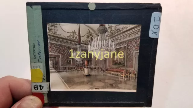 IDX HISTORIC Magic Lantern GLASS Slide INTERIOR ROOM OF PALACE