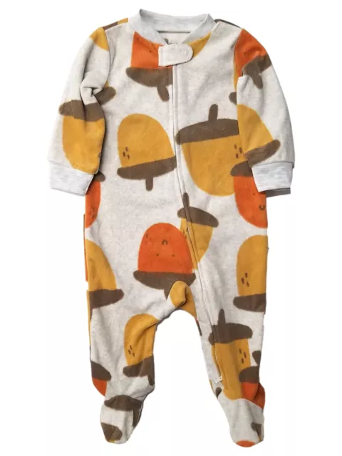 Carters Infant Boys Tan Fleece Fall Acorn Blanket Sleeper Pajamas