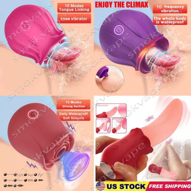 Waterproof-Clit-Licking-Vibrator-Tongue-Sucking-Nipple-licker-woman-Massager-US