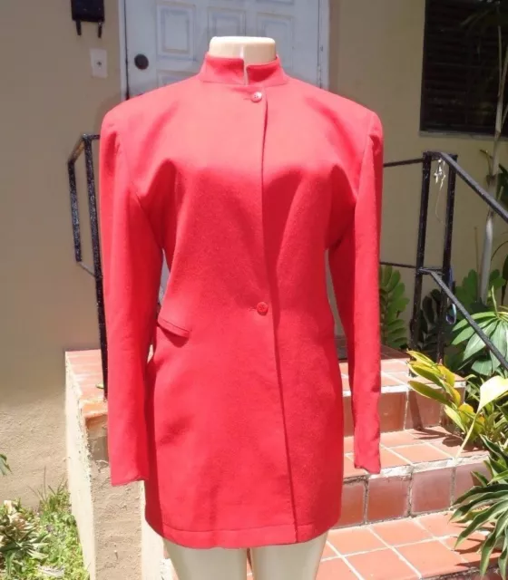 VINTAGE CLAUDE MONTANA ORANGISH RED FITTED WAIST  JACKET Sz 40/6 MADE IN ITALY