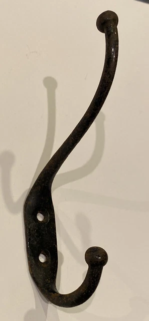 Vintage Cast Iron Double Wall Hook Hat Coat Purse 4 1/2”