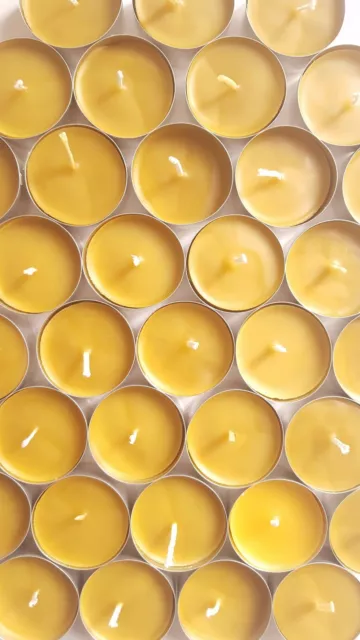 Beeswax Tealights Natural Beeswax Tea Light Candles Warm Sun Light Air Purifying