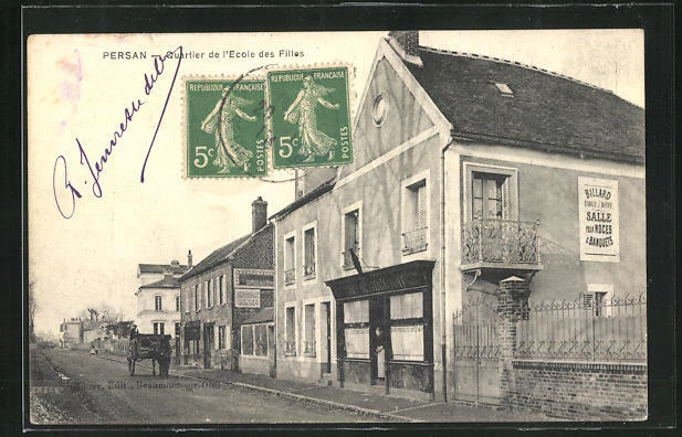 CPA Persan, Quartier de l´Ecole des Filles, Billard Salle 1916