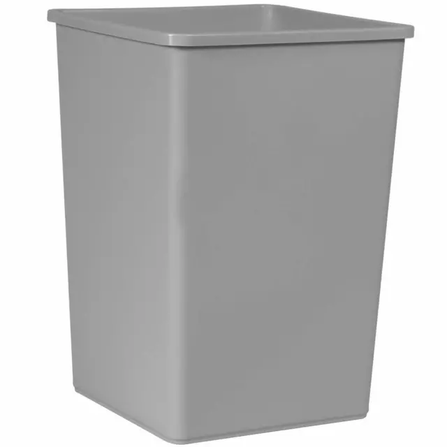 Gray Garbage Trash Can Indoor Outdoor Office Restaurant Square Rectangular 35gal