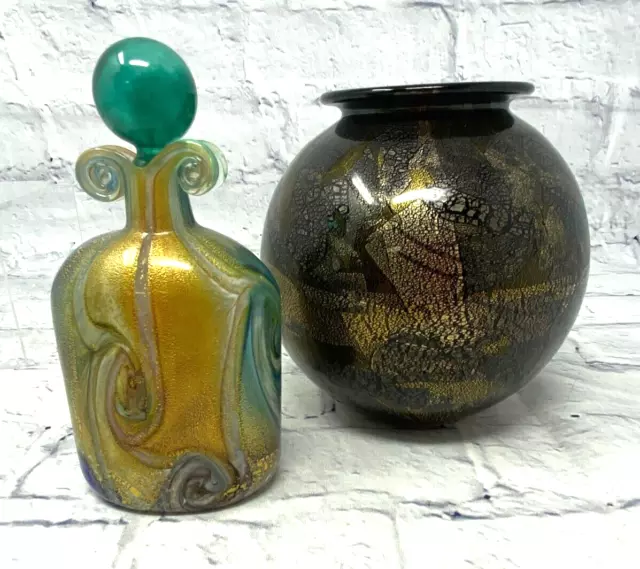 Isle of Wight Glass Round Vase and Perfume Bottle (PG158G)