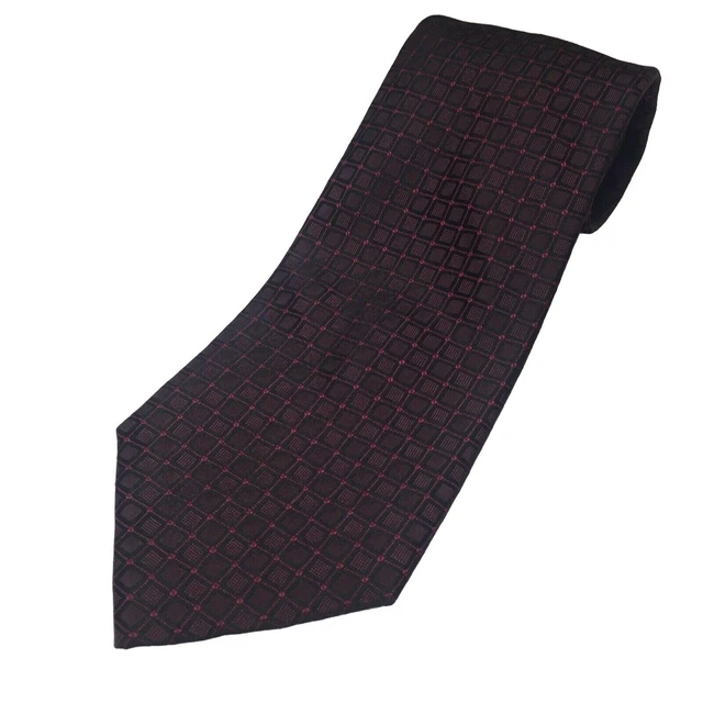 Harve Benard Holtzman Men's Necktie Geometric 100% Silk Tie Black Maroon