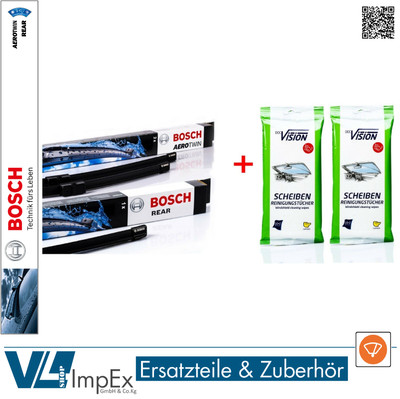 h500 BOSCH TERGICRISTALLO-Set Anteriore Posteriore ar530s 2x VETRI PULIZIA SALVIETTE 