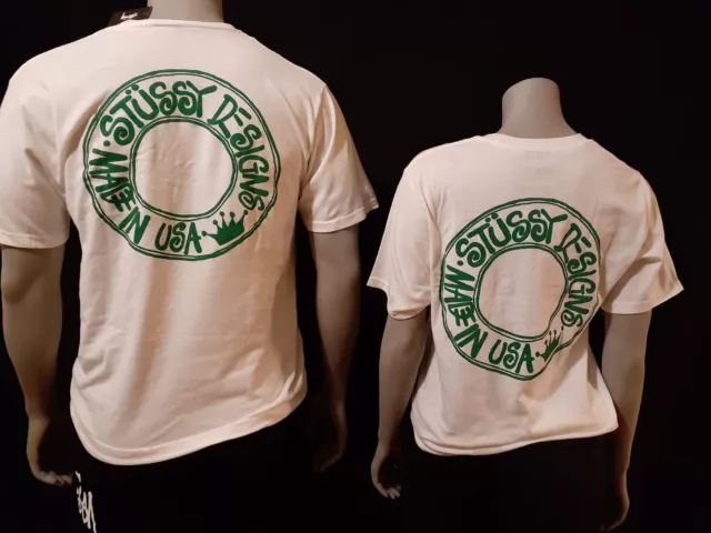 PLEASE CHIOCE YOUR SIZE Stussy Crew Logo buana tee ( White /green Unisex S/M/)