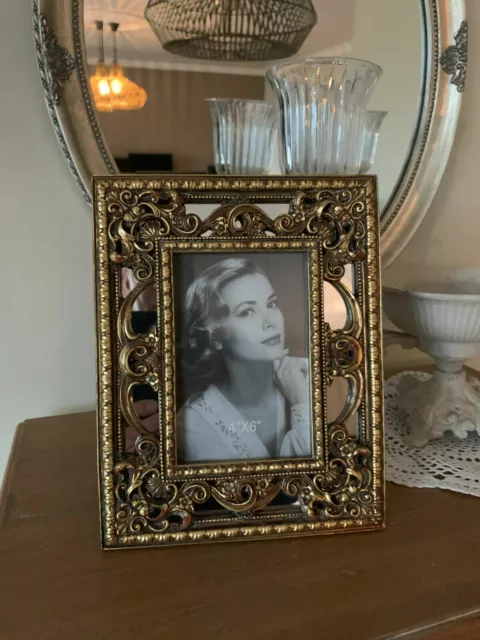 Edel einzigartig Antik Barock Spiegel Bilderrahmen 10 x 15 cm Rechteckig Gold