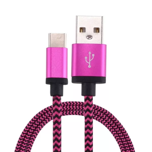 Chargeur Voiture Câble USB Type C Rose Fushia pour Xiaomi Redmi Note 8 Pro 3