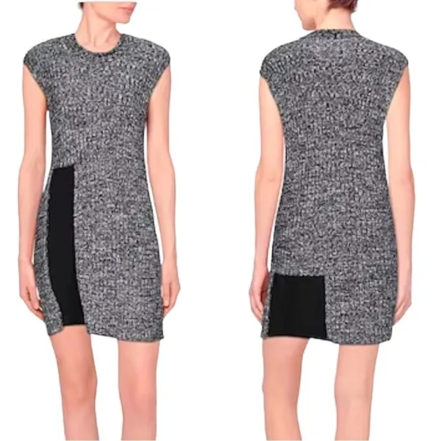 MM6 Maison Margiela Gray Knit Ribbed Dress Sleeveless Two Tone Pullover Comfort