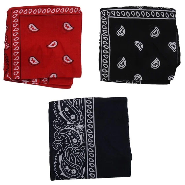 3 Bandane Uomo e Donna 57x57cm Nero + Rosso + Navy E6U8
