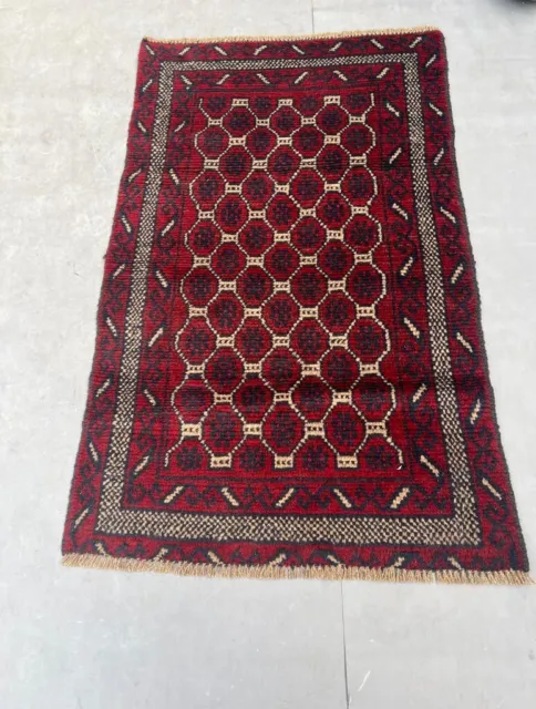 Hermosa alfombra baluchi oriental de lana pura hecha a mano 125x85 cm