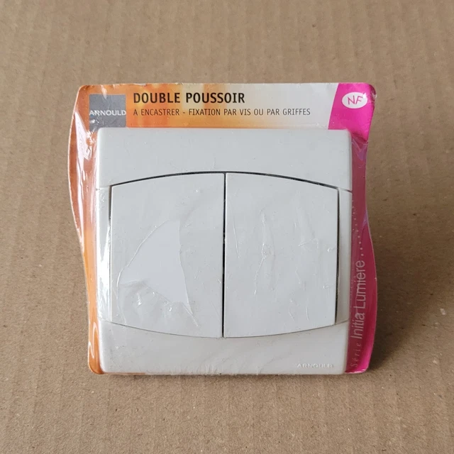1 double Poussoir O+F 6A - INITIA - BLANC - complet prêt à poser - ARNOULD 59018