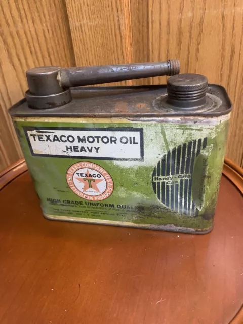 Texaco Motor Oil Heavy Handy Grip Tin Can Half Gallon