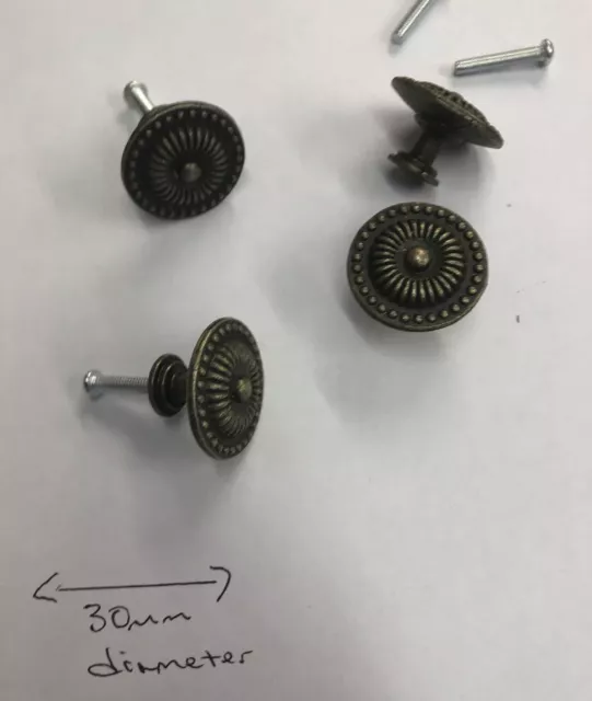 4 Round Metal Knobs Drawer Handles Cabinet Kitchen Cupboard Draw Pull,30mm Knob