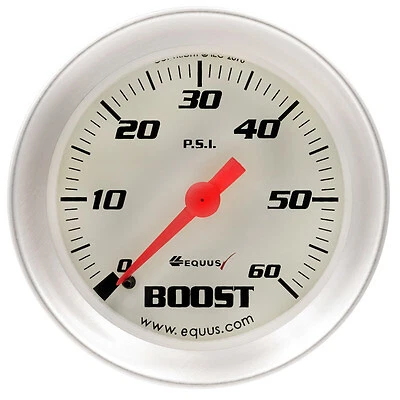 Equus 2.0 Dia Boost Gauge Silver 60psi - E8256