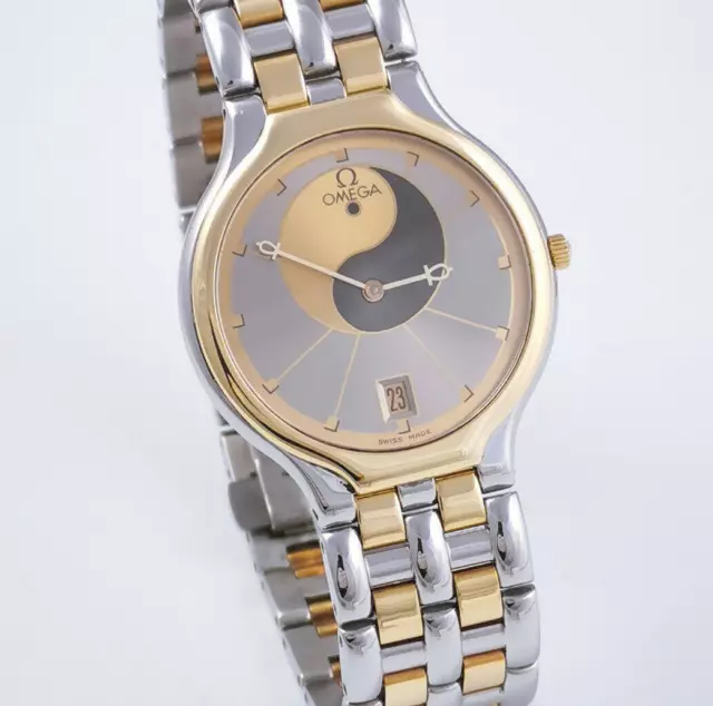 Seltene Omega De Ville Ying Yang Stahl Gold Armbanduhr