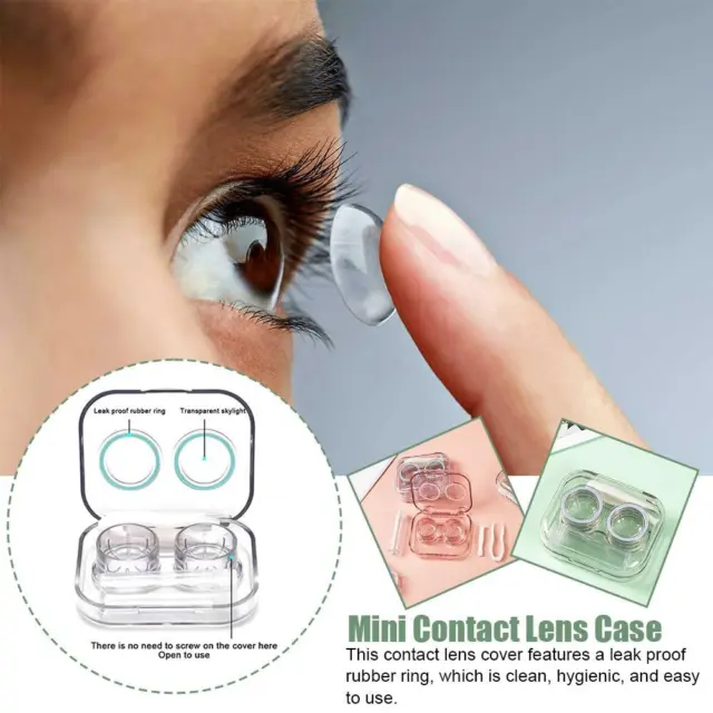 Mini Contact Lens Case Transparent No Screw Cap Cute UK Portable B2C7