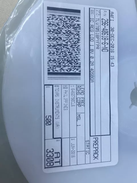 Lot X 250 TLV70518PYFPR Ic Rég Linéaire 1.8V 200MA 4DSBGA
