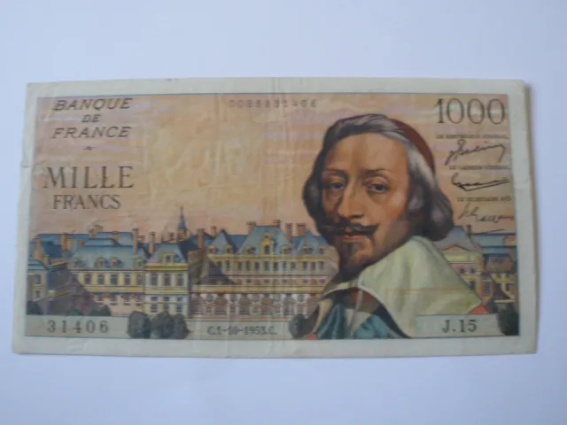 Billet  France 1000 F Richelieu  Fay 42/03