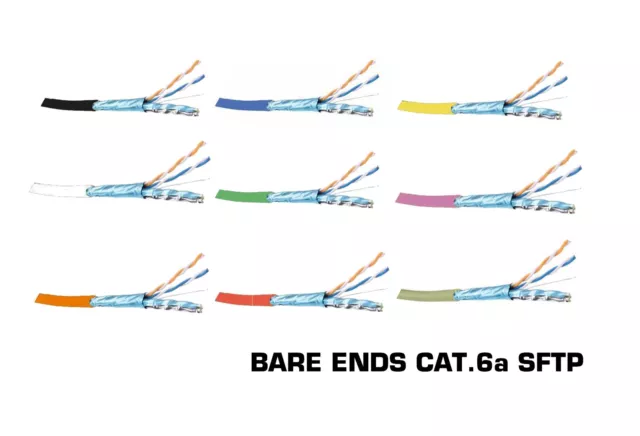 CAT.6a S-FTP Patch Network Cable 26AWG LSZH-1 Bare Ends Choose Length & Colour