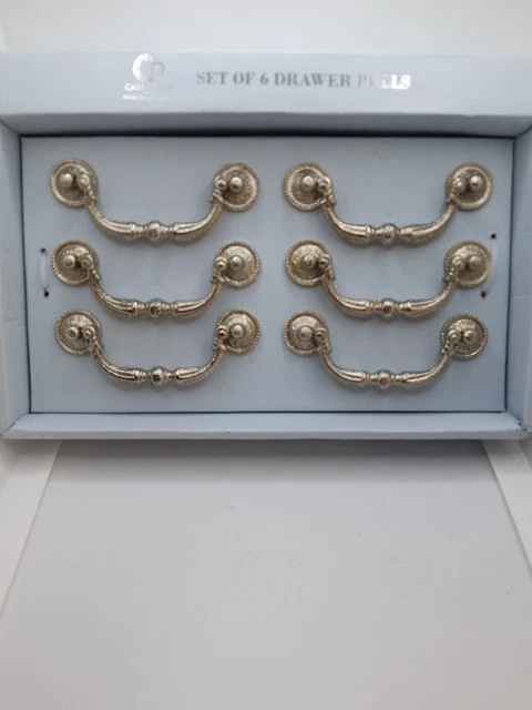 6 Pack ornate Silver Tone Metal Drawer Knobs  Cabinet Pull Handles Casa Decor 4"