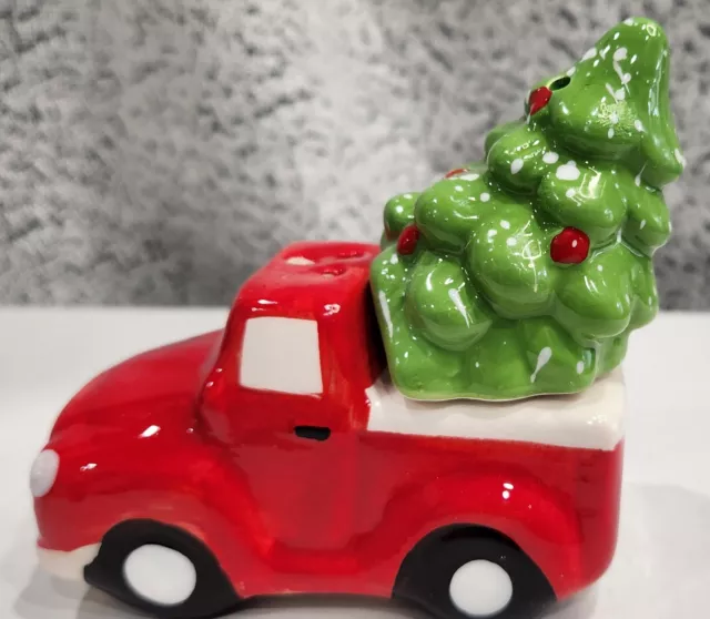 Red Truck Christmas Tree SALT AND PEPPER SHAKERS Collectable Holiday Decor