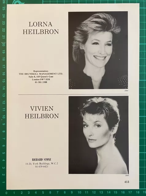VIVIEN HEILBRON Vintage 1984 Acting Agency Page : Target, The Moonstone
