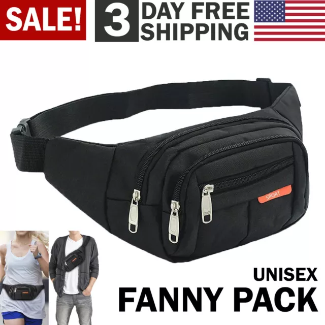 Waist Bag Fanny Pack for Men Women Hip Belt Bum Pouch Sport Travel Purse Unisex