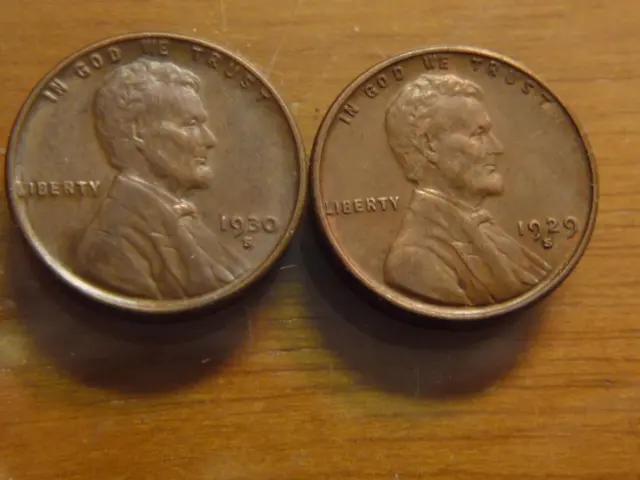 1929-S & 1930-S Lincoln Cent Pennies High Grades Circulated Condition SKU# 23955