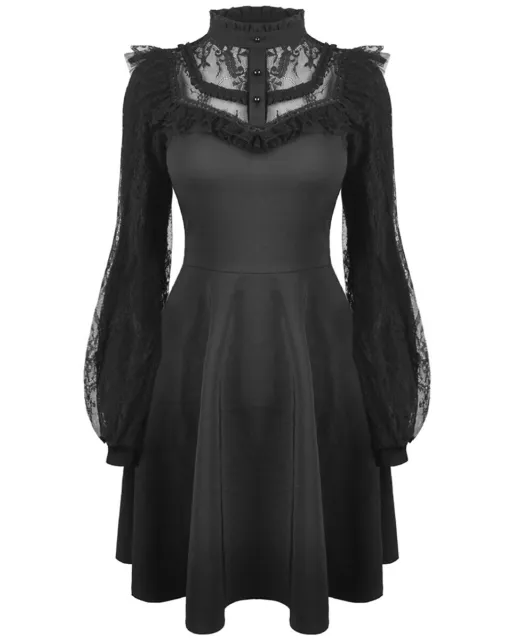 Dark In Love Gothic Lolita Doll Mini Dress Black Lace Victorian Witch Steampunk