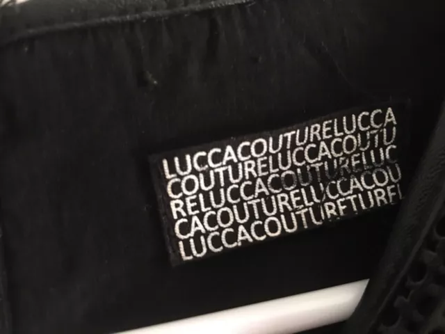 Lucca Couture Sz M (?) Black Short Sleeve Mesh Cut Out Sheath Dress c5 3