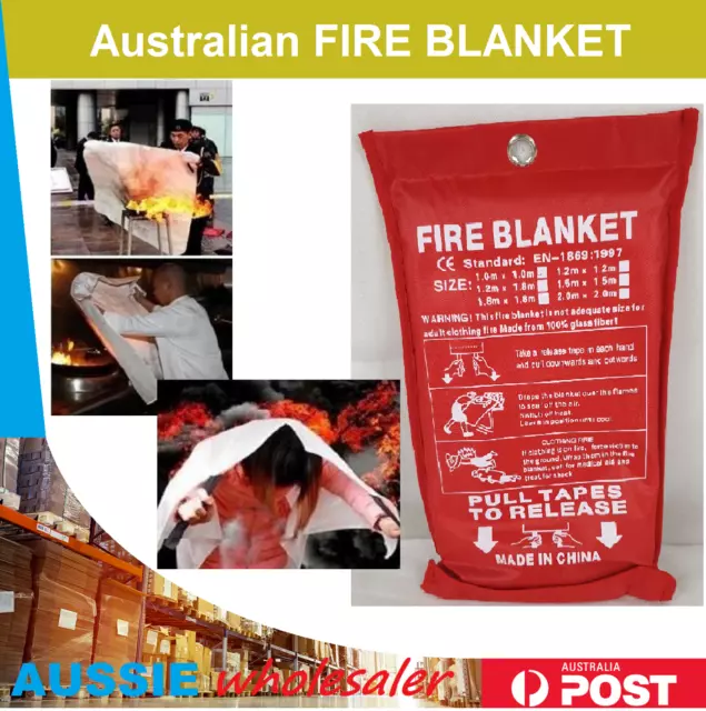 1x AU Fire Blanket 1 x 1 M Fire Blanket Fiber Glass House Caravan Camper