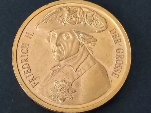 Medaille Friedrich II. der Große, ca 30mm, edel vergoldet (Göde)