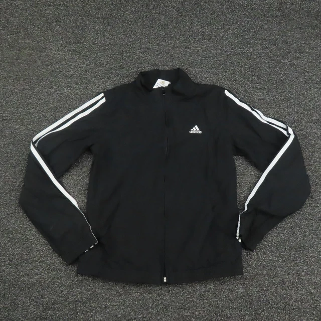 Adidas Jacket Girls Large Black & White Full Zip Mock Neck Long Sleeve Youth