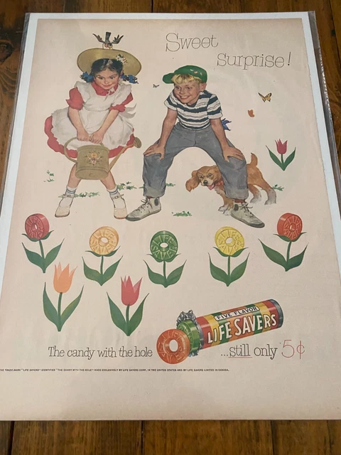 Vintage 1952 Life Savers Candy Children's Garden Candy Flowers ad