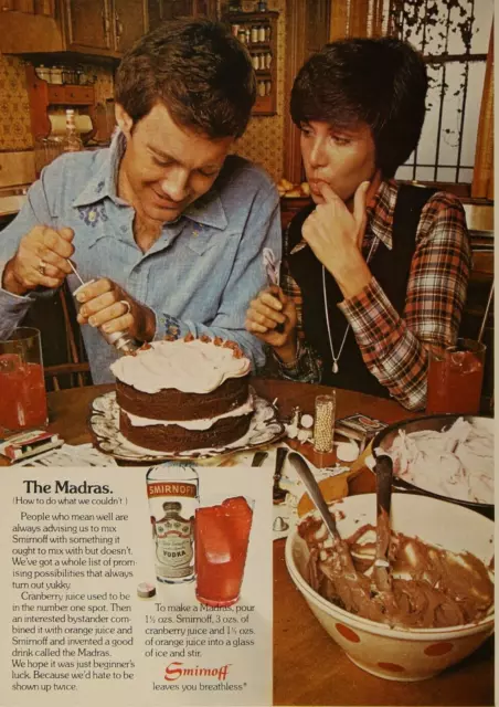 Smirnoff Vodka Orange Juice Madras Couple Decorating Cake Vintage Print Ad 1974