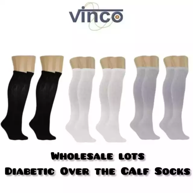 5-100 Dozens Wholesale Bulk Lots Men's Diabetic Over The Calf Socks 10-13 13-16